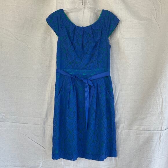 BCBGMaxAzria Blue Lace Overlay Rory Shift Dress - Picture 1 of 8